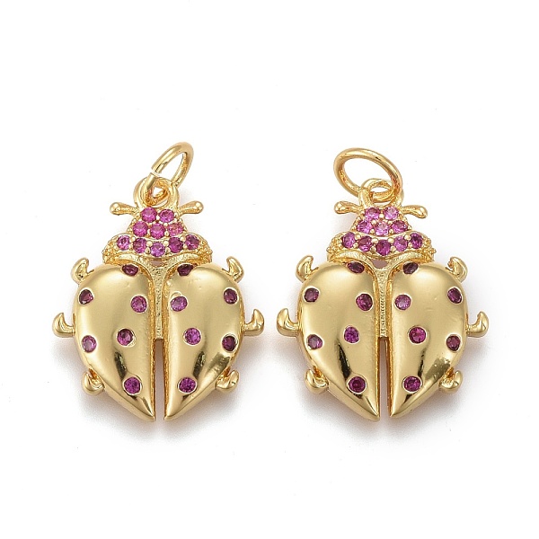 

PandaHall Brass Micro Pave Purple Cubic Zirconia Pendants, Long-Lasting Plated, with Jump Rings, Ladybug Shape, Golden, 16x14x3mm, Hole...