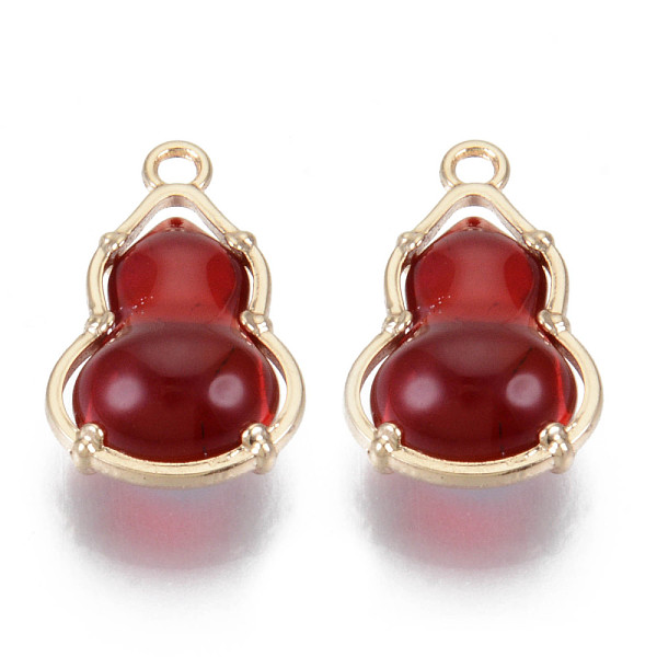 

PandaHall Glass Pendants, with Alloy Open Back Settings, Cadmium Free & Nickel Free & Lead Free, Gourd, Light Gold, FireBrick, 18.5x11.5x7mm..., Red