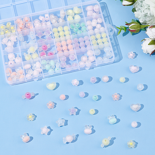 

PandaHall 168Pcs 24 Style Transparent Acrylic Beads, Frosted, Bead in Bead, Mixed Shapes, Mixed Color, 9.5~15.5x9~21.5x6~11.5mm, hole..., Multicolor