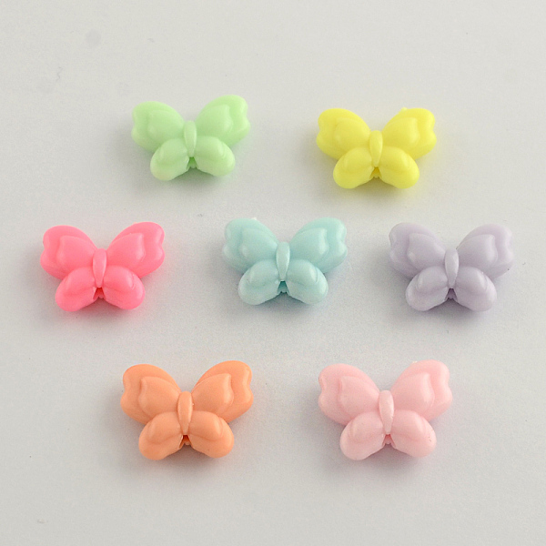 

PandaHall Opaque Acrylic Beads, Butterfly, Mixed Color, 18x21x6.5mm, Hole: 2mm, about 409pcs/500g Acrylic Butterfly Multicolor