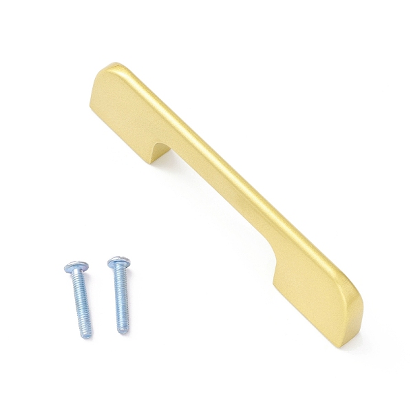 PandaHall Zinc Alloy Bar Cabinet Door Knobs, Kitchen Drawer Pulls Cabinet Handles, with Iron Screws, Matte Gold Color, 115x10x25.5mm, Hole...