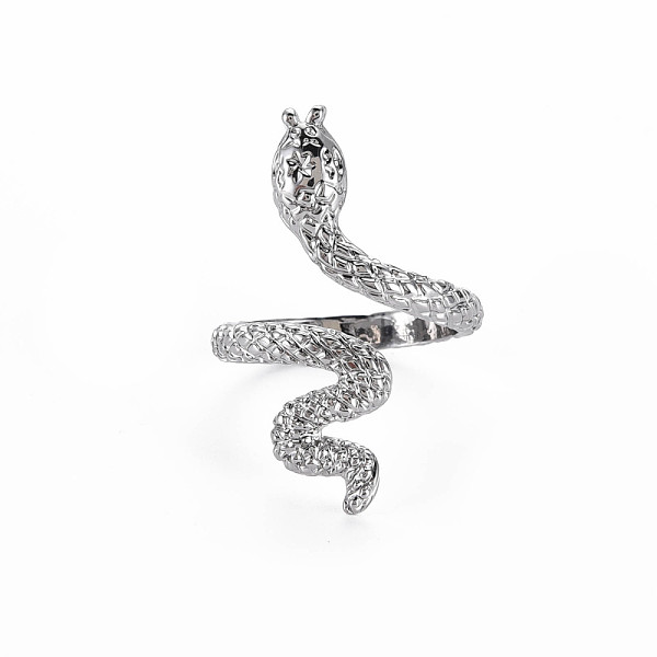 

PandaHall Snake Shape Rack Plating Alloy Cuff Rings, Open Rings, Cadmium Free & Lead Free, Platinum, US Size 8 1/4(18.3mm) Alloy