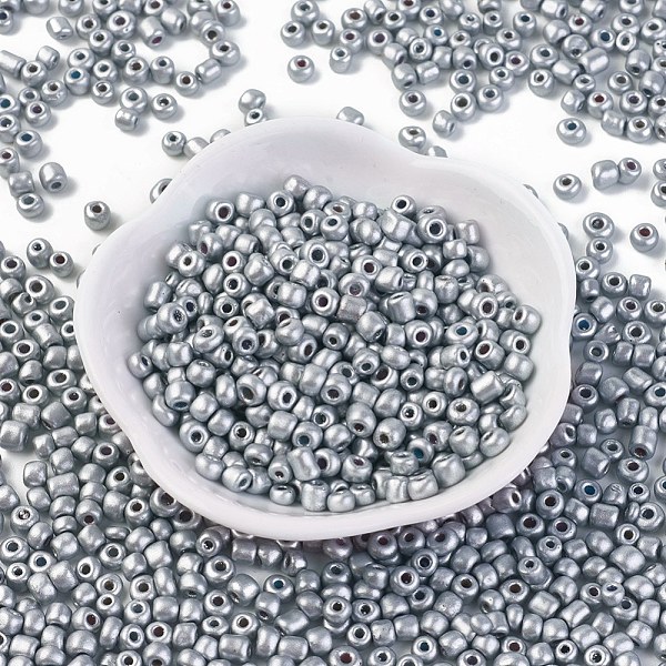 

PandaHall Baking Paint Glass Seed Beads, Silver, 12/0, 1.5~2mm, Hole: 0.5~1mm, about 30000pcs/bag Glass Silver