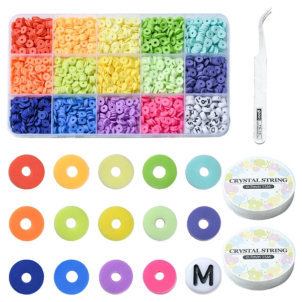 

PandaHall DIY Heishi Word Bracelet Making Kit, Including Disc/Flat Round Polymer Clay & Letter Acrylic Beads, Elastic Thread, Tweezers..., Multicolor