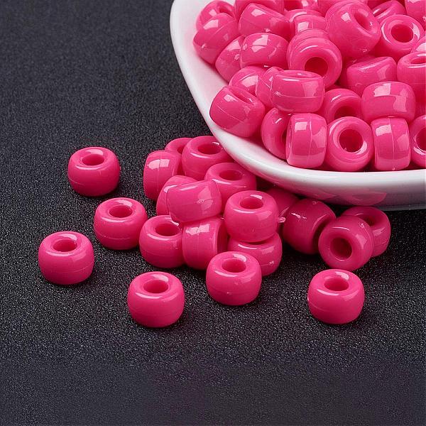 

PandaHall Opaque Acrylic European Beads, Barrel, Hot Pink, 9x6mm, Hole: 4mm, about 1900pcs/500g Acrylic Barrel Pink