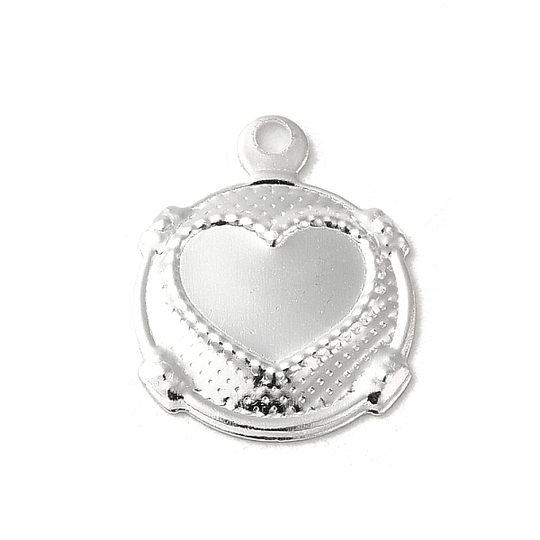 

PandaHall Brass Charms, Flat Round with Heart Pattern Charms, 925 Sterling Silver Plated, 14x11x1mm, Hole: 1.2mm Brass Flat Round