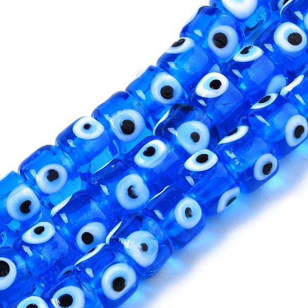 

PandaHall Handmade Evil Eye Lampwork Beads Strands, Column, Dodger Blue, 8.5x6~7mm, Hole: 2mm, about 53~56pcs/strand, 13.78 inch~14.17 inch...