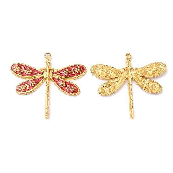 

PandaHall 304 Stainless Steel Enamel Pendants, Real 18K Gold Plated, Dragonfly Charm, Crimson, 24x27x2mm, Hole: 1.4mm Stainless Steel+Enamel..., Pink