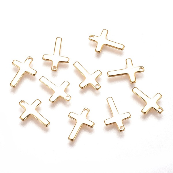 

PandaHall Brass Tiny Cross Charms, Nickel Free, Real 18K Gold Plated, 12.5x9x1mm, Hole: 1mm Brass Cross