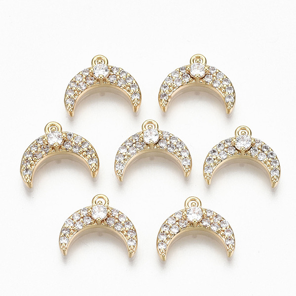 

PandaHall Brass Micro Pave Clear Cubic Zirconia Charms, Nickel Free, Moon, Real 18K Gold Plated, 12x13x3.5mm, Hole: 1.4mm Brass+Cubic...