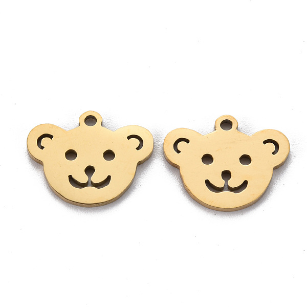 

PandaHall Ion Plating(IP) 201 Stainless Steel Charms, Cut, Bear, Golden, 11x14x1mm, Hole: 1.2mm 201 Stainless Steel Bear