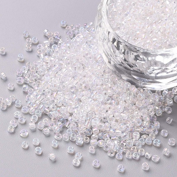 

PandaHall Round Glass Seed Beads, Transparent Colours Rainbow, Round, Clear, 2mm Glass Clear