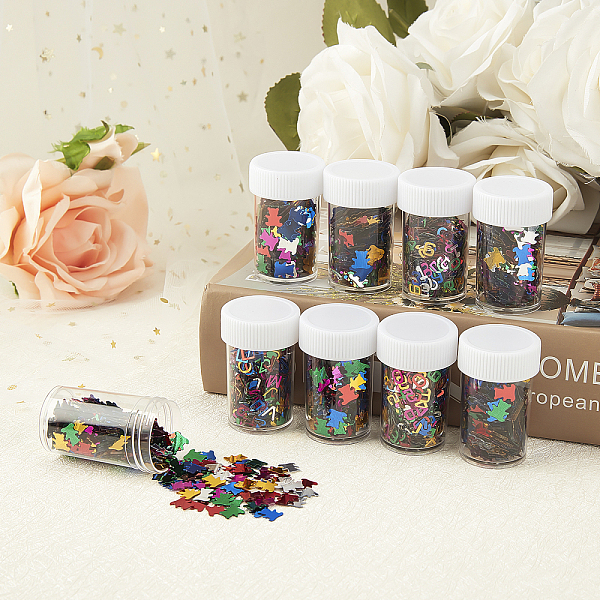 

PandaHall PVC Nail Art Glitter Sequins, DIY Sparkly Paillette Tips Nail, Nail Art Decoration Accessories, Mixed Alphabet & Number & Bear..., Multicolor