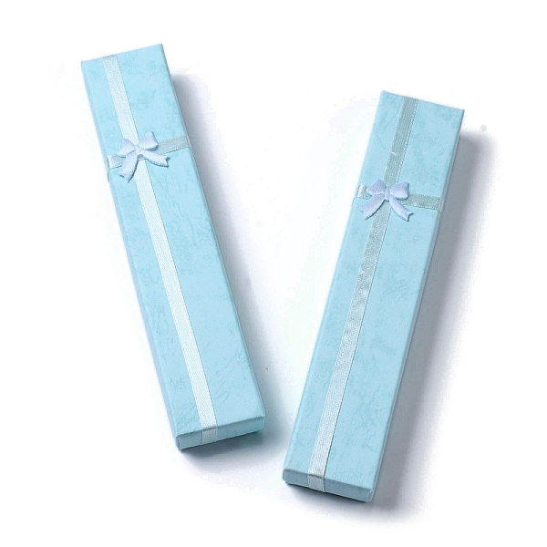 

PandaHall Cardboard Paper Necklace Boxes, Necklace Gift Case with Sponge Inside and Bowknot, Rectangle, Sky Blue, 4.1x20x2.45cm Paper...