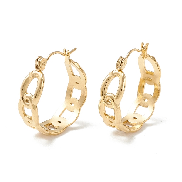 

PandaHall 304 Stainless Steel Curb Chain Chunky Hoop Earrings for Women, Golden, 22x20.5x7mm, Pin: 0.7mm 304 Stainless Steel Ring