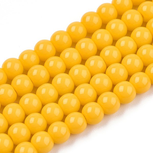 

PandaHall Opaque Solid Color Glass Beads Strands, Round, Gold, 4~4.5mm, Hole: 0.8mm, about 97~99pcs/strand, 14.76 inch~14.96 inch(37.5~38cm)...