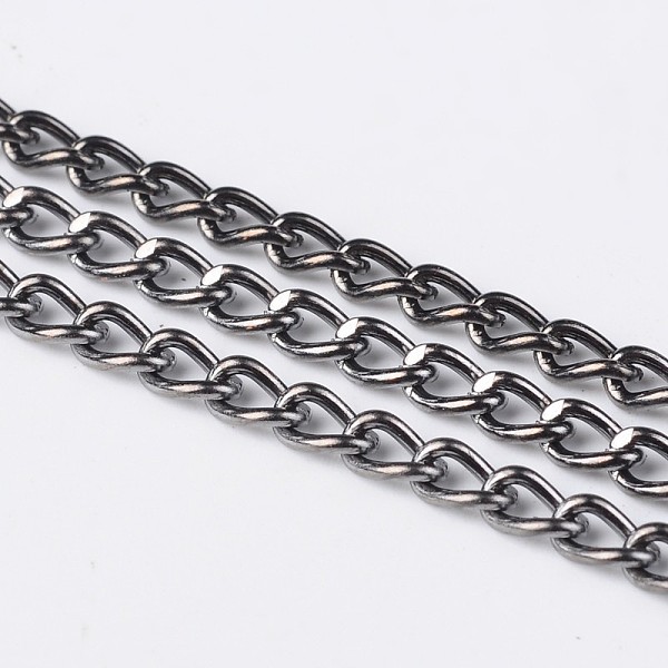 

PandaHall Iron Twisted Chains, Unwelded, with Spool, Lead Free & Nickel Free, Gunmetal, 5x3x0.8mm, about 328.08 Feet(100m)/roll Iron