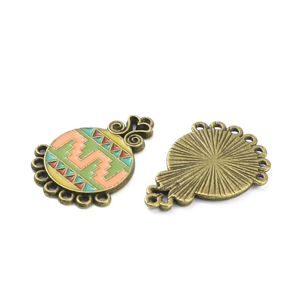

PandaHall Tibetan Style Alloy Enamel Chandelier Components Links, DIY Tribal Theme Earring Accessories, Flat Round, Antique Bronze...