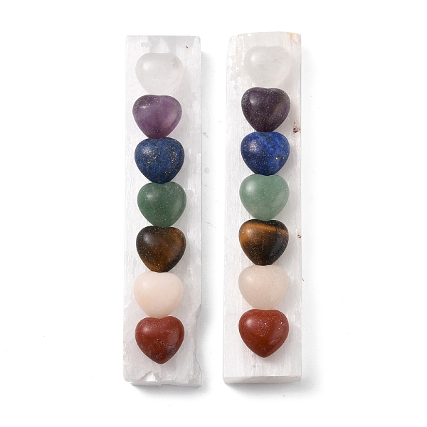 

PandaHall Rectangle Chakra Natural Selenite Display Decorations, Energy Wands, for Meditation Yoga and Balancing, with Natural Gemstone...