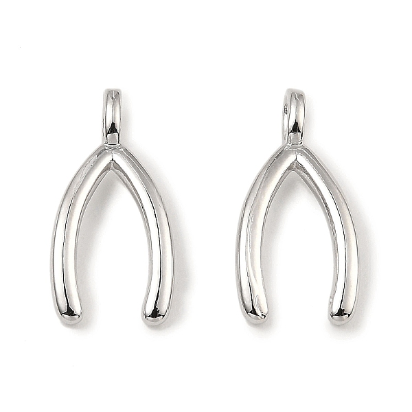 

PandaHall Brass Pendants, Long-Lasting Plated, Lead Free & Cadmium Free, Wishbone Charm, Platinum, 17x8.5x1.8mm, Hole: 3x2mm Brass Others