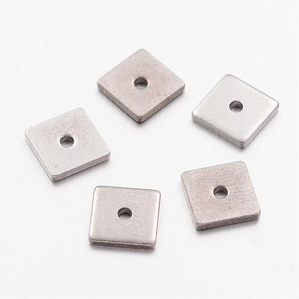 

PandaHall 304 Stainless Steel Spacer Beads, Square, Stainless Steel Color, 6x6x1mm, Hole: 1.2mm 304 Stainless Steel Square