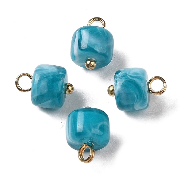 

PandaHall Acrylic Pendants, with Brass Loops, Column, Dark Turquoise, 12.5x8.5mm, Hole: 2.5mm Brass+Acrylic Column