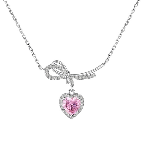 

PandaHall 925 Sterling Silver Pendant Necklaces, Micro Pave Clear Cubic Zirconia, Heart, Real Platinum Plated, 15.79 inch(40.1cm) Sterling...