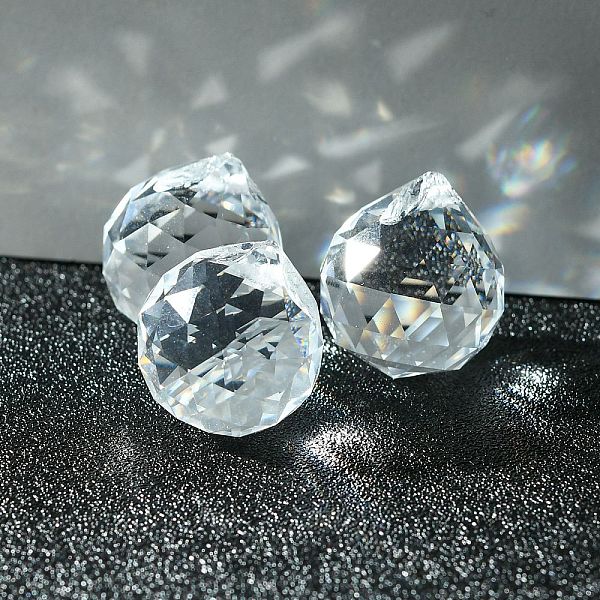 

PandaHall Glass Pendant, Crystal Suncatcher, Big Drop, Faceted, Clear, 32x35mm, Hole: 2mm Glass Teardrop Clear