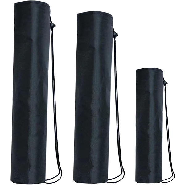 CRASPIRE 3Pcs 3 Style Polyester Bracket Storage Drawstring Bags, Long Packaging Bags for Hiking Travel Camping, Black, 46.5-114x24.2-29.8x0.15-0.4cm, 1pc/styel