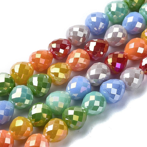 

PandaHall Electroplate Glass Beads Strands, Faceted, Teardrop, Mixed Color, 6~6.5mm, Hole: 1mm, about 35pcs/strand, 8.78 inch(22.3cm) Glass..., Multicolor