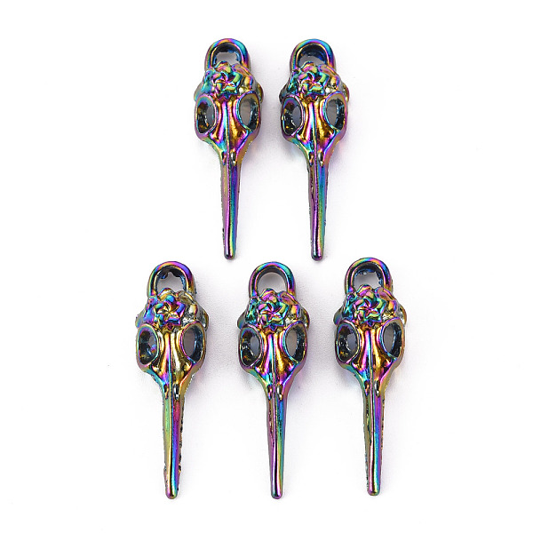 

PandaHall Alloy Pendants, Cadmium Free & Nickel Free & Lead Free, Bird Skull Shape, Rainbow Color, 39.5x12x9.5mm, Hole: 4.5x4mm Alloy Others