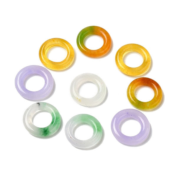 

PandaHall Dyed Natural White Jade Ring Charms, 15x3mm, Hole: 8.5mm Jade Ring Multicolor