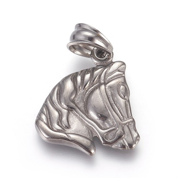 

PandaHall 304 Stainless Steel Pendants, Horse, Stainless Steel Color, 21.5x19x2mm, Hole: 5x6mm 304 Stainless Steel Horse