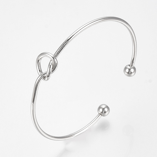

PandaHall Brass Cuff Bangles, Torque Bangles, Platinum, 2 inchx2-3/8 inch(52x62mm) Brass