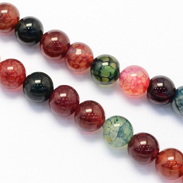 

PandaHall Round Natural Agate Beads Strands, Dyed, 6mm, Hole: 1.5mm, about 63pcs/strand, 15.7 inch Crackle Agate Round