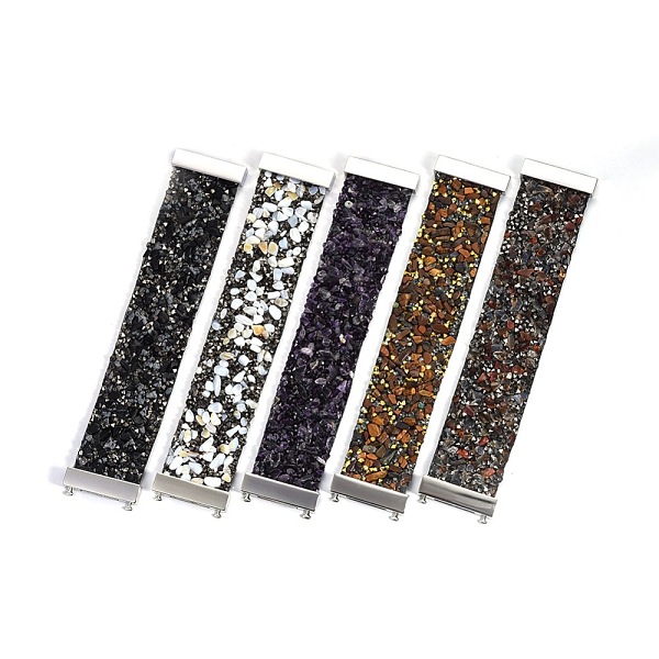 

PandaHall Fashionable Velvet Cord Wide Bracelets, with 304 Stainless Steel Magnetic Clasps, Rhinestone and Natural & Synthetic Mixed Stone..., Multicolor