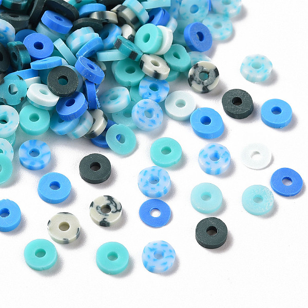 PandaHall Handmade Polymer Clay Beads, Heishi Beads, for DIY Jewelry Crafts Supplies, Disc/Flat Round, Medium Turquoise, 4.5x1.5mm, Hole...