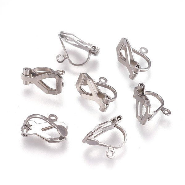

PandaHall 304 Stainless Steel Clip-on Earring Findings, Stainless Steel Color, 12x6x9mm, Hole: 1.6mm 304 Stainless Steel