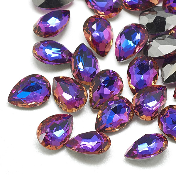 

PandaHall DIY Pointed Back K9 Glass Rhinestone Cabochons, Random Color Back Plated, Faceted, teardrop, Violet Blue, 10x7x3.8mm Glass...