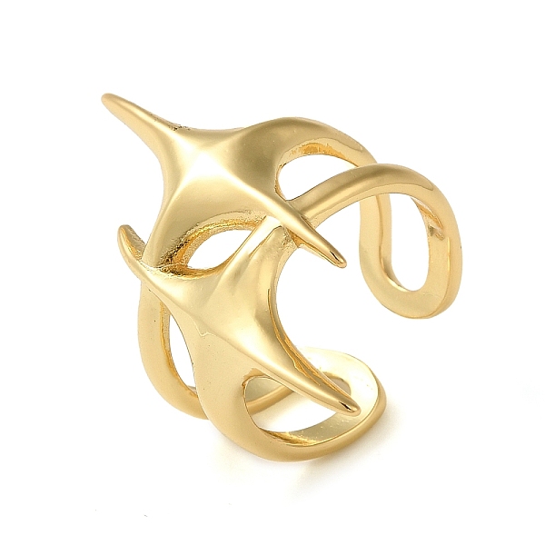 

PandaHall Brass Open Cuff Ring, Star, Real 16K Gold Plated, Inner Diameter: 19mm Brass Star