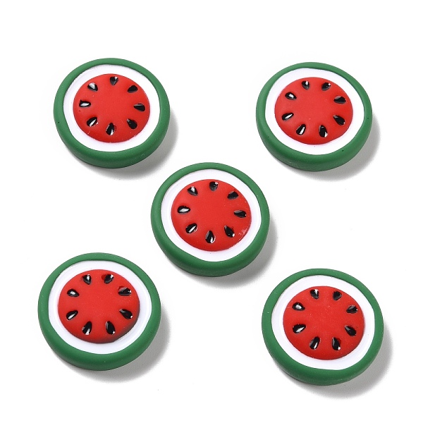 

PandaHall Opaque Resin Cabochons, DIY Accessories, Phone Case Decoration, Watermelon, Dark Green, 22x6.5~7mm Resin Fruit