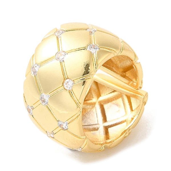 

PandaHall Brass Micro Pave Cubic Zirconia Open Cuff Rings, Rhombus Wide Band Rings, Real 18K Gold Plated, Inner Diameter: 17mm Brass+Cubic..., Clear