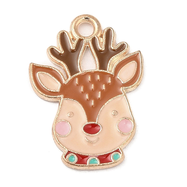

PandaHall Alloy Enamel Pendants, Christmas Theme, Light Gold, Deer, 20.5x14.5x1.3mm, Hole: 1.8mm Alloy+Enamel Deer