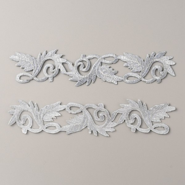 

PandaHall Flower Polyester Computerized Embroidery Sew on Patches, Ethnic Style Metallic Thread Embroidery Appliques, with Adhesive Back..., Silver