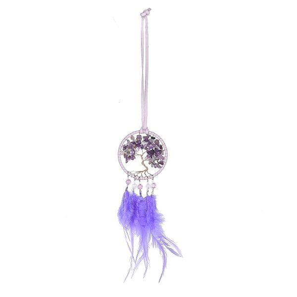 Iron Woven Web/Net with Feather Pendant Decorations