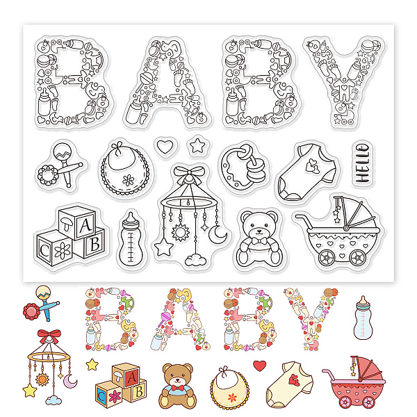 

PandaHall GLOBLELAND Baby Silicone Clear Stamps Baby Toy Transparent Stamps for Birthday Easter Holiday Cards Making DIY Scrapbooking Photo...