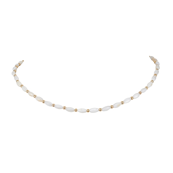

PandaHall Natural Shell Oval Beaded Necklaces, White, 15.55~15.75 inch(39.5~40cm) Shell Oval White