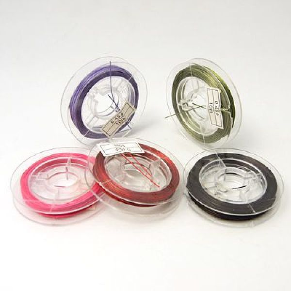 

PandaHall Tail Wire, Nylon-coated Stainless Steel, Mixed Color, 0.45mm, about 32.8 Feet(10m)/roll Stainless Steel Round Multicolor