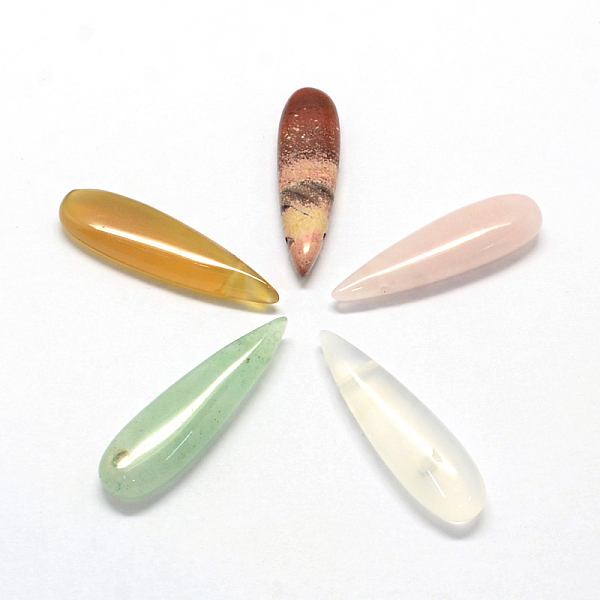 

PandaHall Teardrop Natural & Synthetic Mixed Stone Pendants, 35.5x10x5mm, Hole: 1.5mm Mixed Stone Teardrop