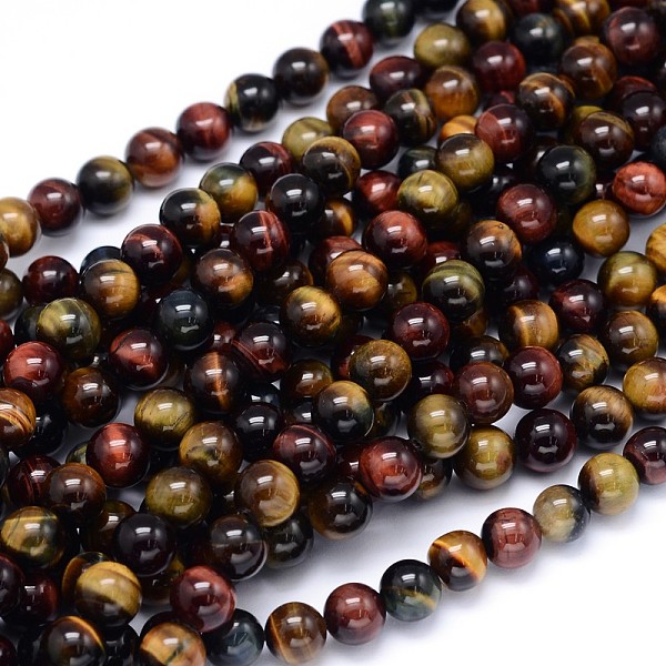 

PandaHall Round Natural Tiger Eye Beads Strands, 8mm, Hole: 1mm, about 49pcs/strand, 15.3 inch Tiger Eye Round